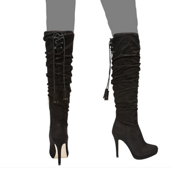 Tall slouched suede high heeled boots - Picture 8 of 8
